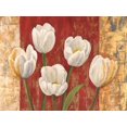 thumbnail image 2 of Jenny, Thomlinson 14x12 Black Ornate Wood Framed with Double Matting Museum Art Print Titled - Tulips on Royal Red, 2 of 4