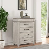 Roundhill Furniture Walcott 5-Drawer Bedroom Chest, Weathered Dusty-taupe Finish