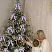 Hmgxay Christmas Bow, Handmade Holiday Ribbon, Decorative Satin Bow, Festive Tree Decoration Ribbon(Purple)