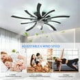 thumbnail image 6 of Garwarm Dimmable Ceiling Fan with Light and Remote Control, 27" Small Flush Mounted Ceiling Fan with Led Lights, APP and Remote Controlled, Modern, Black, 6 of 15