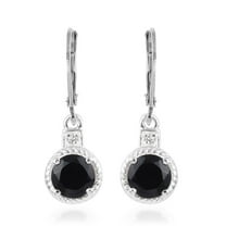Black Spinel Dangle Earrings for Women 925 Sterling Silver Cubic Zirconia CZ Lever Back Jewelry for her Ct 2.7 Birthday Gifts for Women