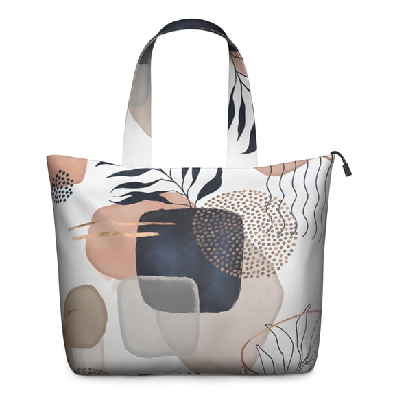 Blue Boho Abstract and Plant Pattern Travel Tote Bags for Women Carry On,Large Weekender Bags for Women Travel,Multi Functional Duffle Bag for Work,Shopping,Sports