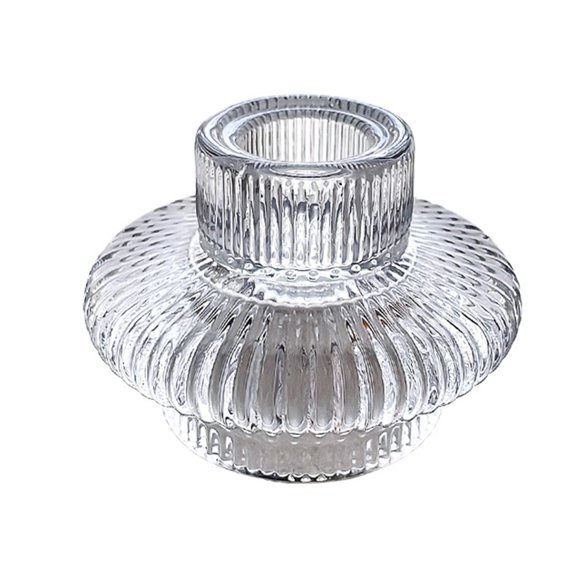 Pebbuoy Double-sided Glass Candle Holder Clear Taper Pillar Tealight Candle Candleholder Candlestick Wedding Party Table Centerpiece Decoration