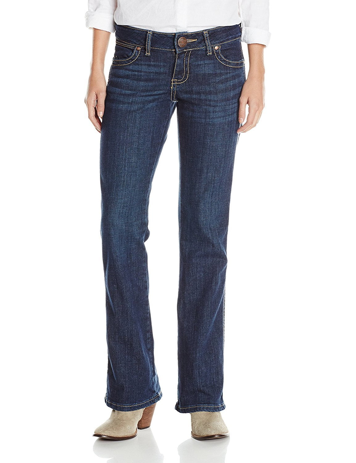 Wrangler Women's Premium Patch Mae Sits Above Hip with Back Pocket Jean ...