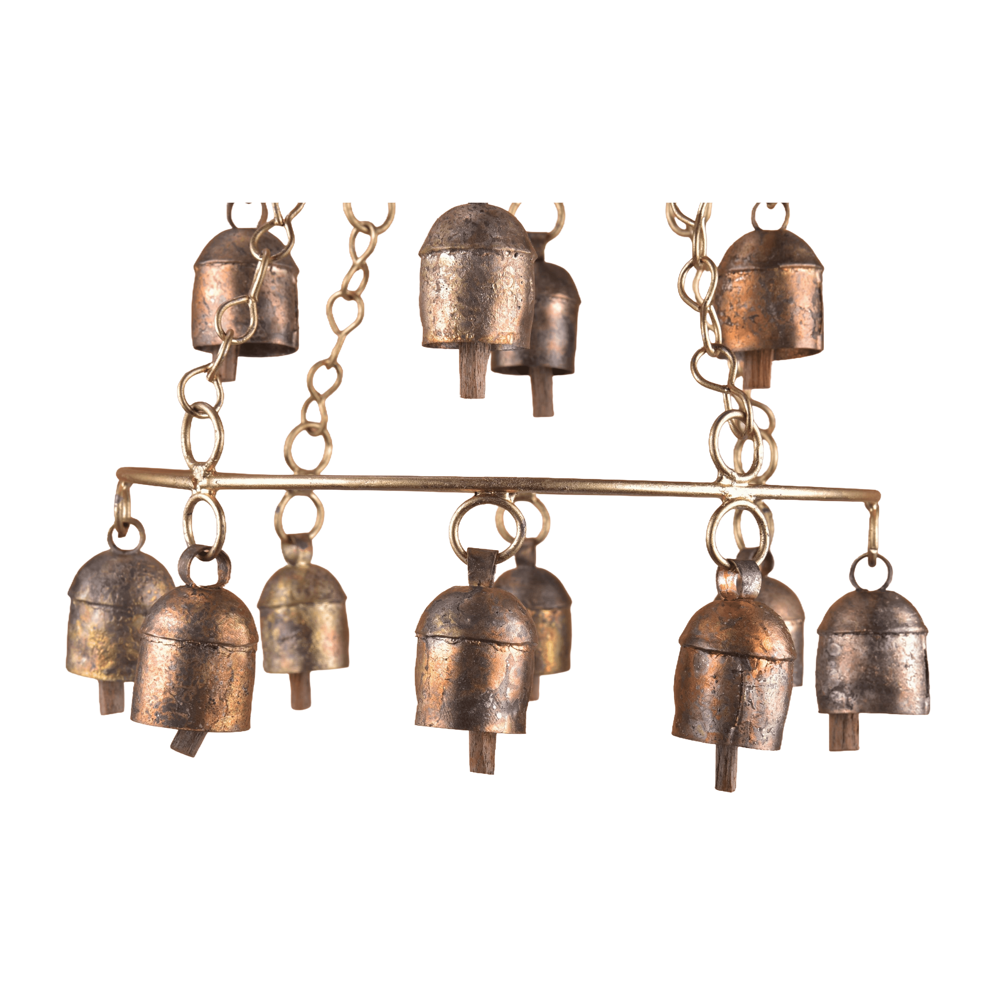 Rustic Wind Chimes for Outside – Handcrafted Tiered Bell Chime with Deep Tone – 16” Copper Coated Bronze Finish Metal Wind Chime for Garden Decor, Porch, Yard, Patio – Farmhouse Outdoor Decoration