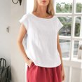 thumbnail image 4 of Linen T Shirts for Women Crew Neck Fashion Casual T Shirts Summer Loose Fit Tops for Travel Dating Commuting relaxing, 4 of 6
