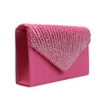 thumbnail image 3 of Willtoo Women Rhinestone Decor Envelope Clutch Bag Evening Party Handbag Purse Hot Pink, 3 of 3