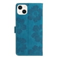 thumbnail image 5 of SaniMore Case for iPhone 14 Plus 6.7" 2022, [Card Slots + Cash Pocket + Removeable Wrist Strap] PU Leather Embossed Flower Flip Kickstand 360° All-around Protective Wallet Shell, Blue, 5 of 11