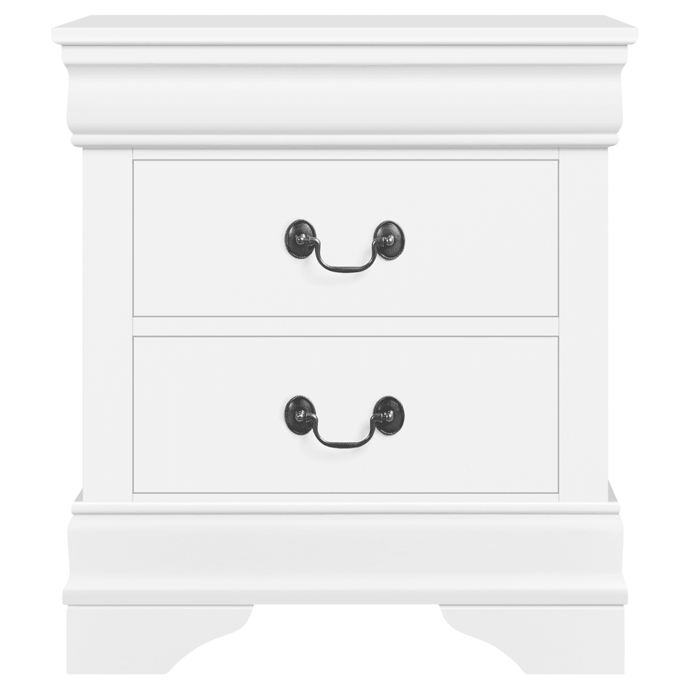 Renwick Modern 2-drawer Classic Side Table for Bedroom, White