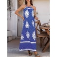 thumbnail image 3 of Summer Dress for Women 2025 Floral Sundress Spaghetti Strap Flowy Beach Vacation Boho Maxi Dresses Blue M, 3 of 7