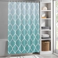 thumbnail image 3 of Teal Green Ombre Gradual Color Fabric Shower Curtain Morocco Pattern Washable Shower Curtains for Bathroom, Waterproof Bath Curtain with Hooks Home Decor 72x72in, 3 of 8