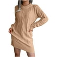 thumbnail image 2 of Fesfesfes Long Sleeve Dresses for Women Round Neck Bodycon Midi Dress Solid Color Knitting Pullover Dress, 2 of 7