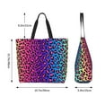 thumbnail image 6 of Bingfone Canvas Tote Bag for Women with Inner Pocket Aesthetic Cute Shopping Tote Bags Reusable Grocery Bags-Leopard Neon Rainbow Gradient, 6 of 9