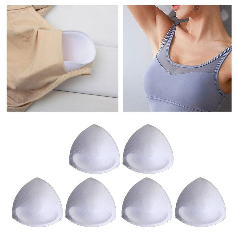 3 Pairs Triangle Bra Inserts Pads Removable Bra Cups Inserts Replacement  White