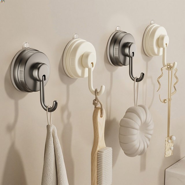 Estante de pared con ventosa y gancho, sin necesidad de perforar, multigancho telescópico, organizador para el hogar, para cocina y baño, montaje fijo, agarre duradero, estante ahorrador de espacio,