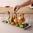 thumbnail image 2 of FRCOLOR WORGEOUS 2pcs Chicken Leg Grill Rack Stainless Steel Drumstick Wing Roasting Holder Bbq Chicken Roaster Stand Grilling Tool with 14 Slots, 2 of 8