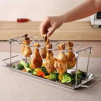 Raindrops Stainless Steel Chicken Leg Grill Rack for Even Roasting 14 Slots Foldable Design for Kitchen Use