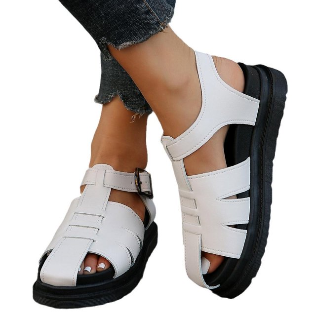 Zapatos de playa con punta abierta Zapatillas estilo romano para mujer