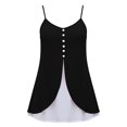 thumbnail image 5 of Achuyrbd Plus Size Women's 2-in-1 Spaghetti Strap Cami Top, Button Front Color Block Split Hem Sleeveless Tank 1X-3X, 5 of 7