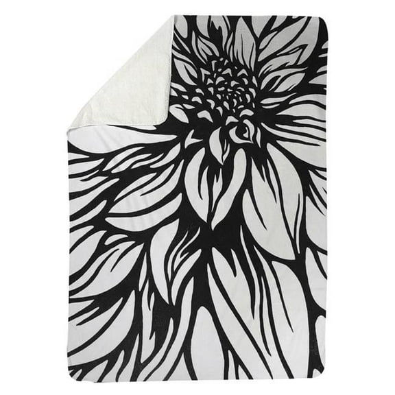 Begin Home Decor 5545-6080-FL122 60 x 80 in. Dahlia Flower Outline Style-Sherpa Fleece Blanket