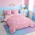 thumbnail image 2 of Erosebridal Cartoon Animal Unicorn 7pcs Bedding Comforter Set For Kids,Kawaii Rainbow Pattern Girls Queen Bedding Sets,Reversible Pink, 2 of 7