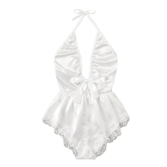 Women's Chemises Negligees Sexy Panties with Self Strapless Bra Ladies Night Gowns Med Mini Dress Sexy Lingerie Couple Matching Underwear Set Bra Corset Lingerie for on Clearance White XL