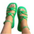 thumbnail image 4 of HAOTAGS Womens Flat Sandals Open Toe Slip On Cross Strap Casual Summer Beach Shoes Green Size 9.5, 4 of 4