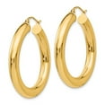 thumbnail image 3 of Exquisite 14k Yellow Gold Hoop Earrings for Women - 5mm, Handcrafted in Peru, 3 of 4