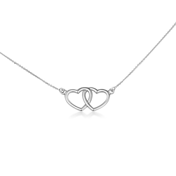 .925 Sterling Silver Double Heart Necklace(Pendant With 20" Chain)