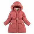 thumbnail image 2 of Ruyang Girls Winter Dress Coat Puffer Parka Long Jackets 𝐂inched Waist Fuzzy Hooded Quilted Outwear Padded Down Clothes, 2 of 4