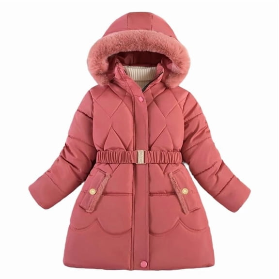 EnJoCho Girls Winter Coat Kids Heavyweight Fleec𝖾 Outerwear Jackets Hooded Long Puffer Coat Teens Windproof Parka Insulated Cold Weather Snow Apparel Jacket 3-16 Years