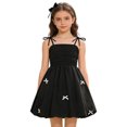 thumbnail image 4 of IBTOM CASTLE Girls' Bow Spaghetti Strap Dress - Adjustable A-Line Bubble Hem Party Dress for Summer Birthday Party School 10-11 Years Black, 4 of 7