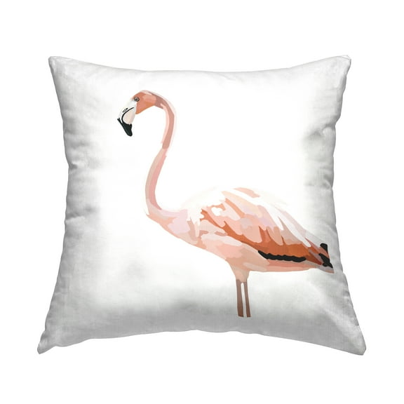 Stupell Industries Tropical Pink Flamingo Bird Casual Animal Design by Amelia Noyes Throw Pillow