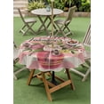 thumbnail image 3 of Outdoor Tablecloth with Umbrella Hole and Zipper, Valentine's Day Round Table Cloth 60 Inch Waterproof Tablecloth, Roses Flowers Pink Stripes Country Beige Picnic Table Cover for Patio Camping, 3 of 7