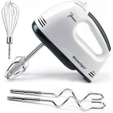 BYXAS Portable 7 Speed Mixing Electric Hand Mixer with Stainless Steel Whisk Beater Attachments & Snap Storage Case, Compact Lightweight 150 Watt Powerful Blender for Baking & Cooking, White