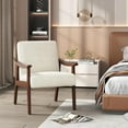 thumbnail image 4 of HYJY Corduroy Accent Chair, Mid-Century Modern Armchair with Solid Wood Legs, Reading Leisure Chair with High Back for Living Room Bedroom Waiting Room Beige, 4 of 18