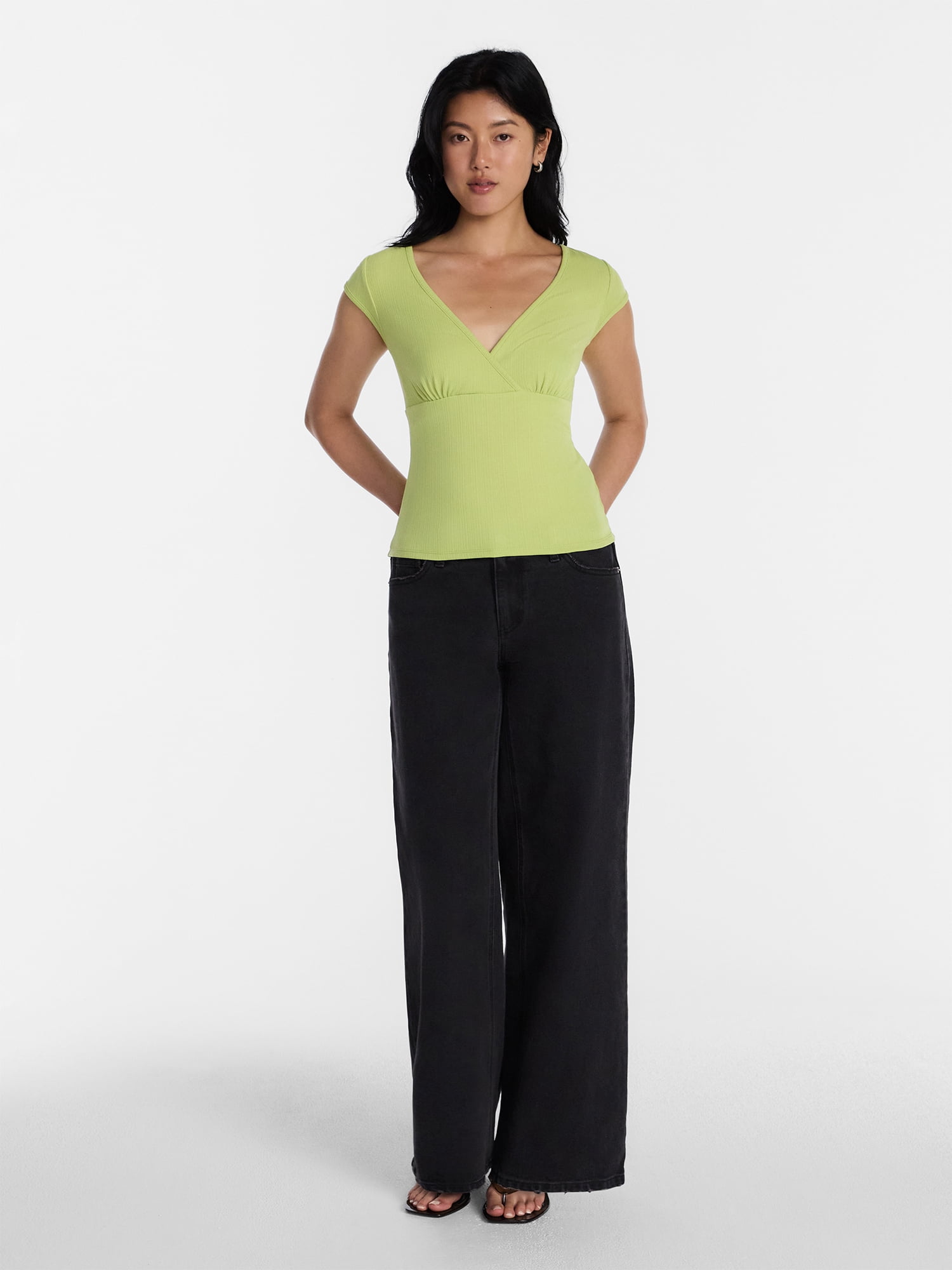 No Boundaries Empire Seam Top with Short Sleeves, Women’s XXS-XXL
