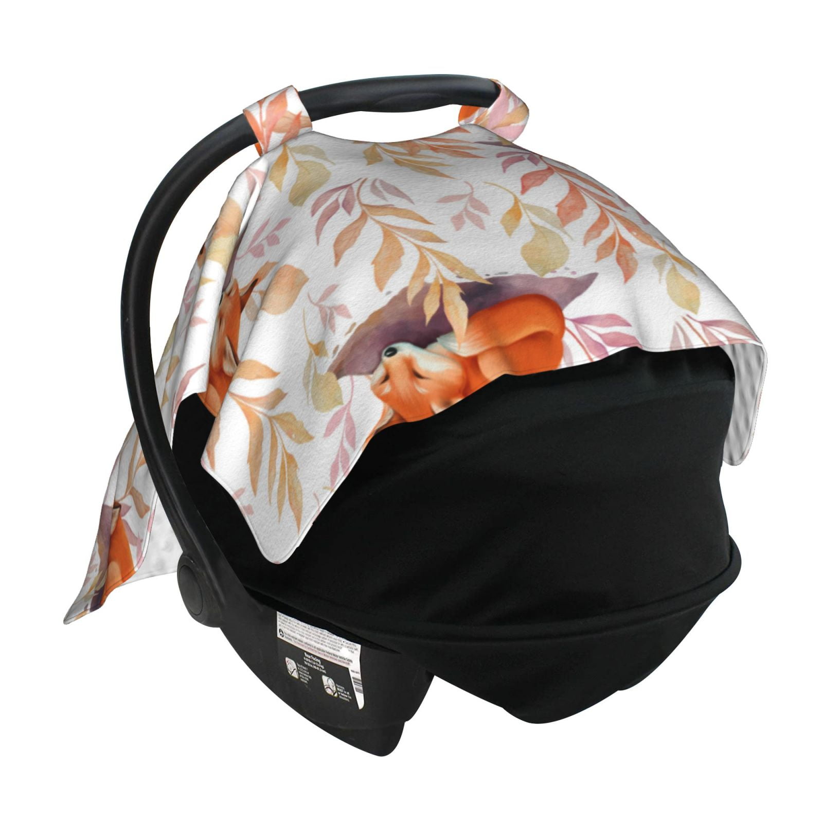 Car Seat Cover Baby - Cute Sleepy Fox Breathable Infant Car Seat Cover for Baby Carseat, Lightweight Comfort Baby Essentials Must Haves Newborn Stuff for Girl Boy