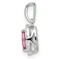 thumbnail image 2 of 14k White Gold 1/10 carat Lab Grown Diamond VS/SI+ G+ and Lab Created Pink Sapphire October Birthstone Pendant, 2 of 4
