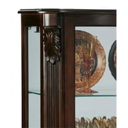 Carved Wood 3 Shelf Curio Cabinet in Cherry Brown Finish by Pulaski Furniture