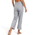 thumbnail image 5 of Summer Linen Capri Pants for Women Elastic High Waist Wide Leg Capris Casual Loose Beach Cropped Trousers Gray 2XL, 5 of 7
