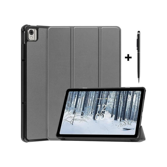 Case for Nokia T21 Case 10.4 Inch 2022, Trifold Slim Smart Stand Cover Hard Shell for Nokia T21 10.4" Tablet 2022 Release with Universal Stylus Pen Gray