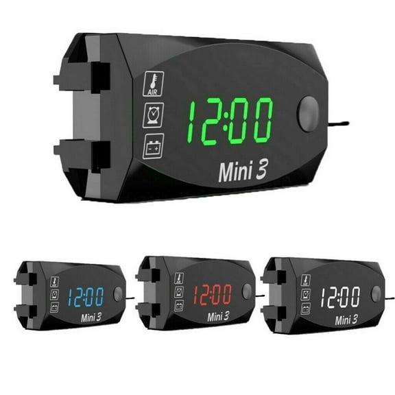Waterproof Motorcycle Voltmeter Electronic Clock Thermometerfor For Led Display Blue Fangkenuo