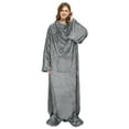 thumbnail image 3 of Catalonia Wearable TV Blanket with Sleeves Arms & Feet pockets for Adult Micro Plush Fleece Large Wrap Throw Robe 75 x 5, 3 of 8