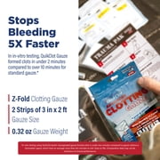 Adventure Medical Kits QuikClot Advanced Clotting Gauze - Stops Bleeding Up to 5x Faster Than Standard Gauze - Kaolin Hemostatic Dressing - For First Aid Kits & Survival Gear - 3 x 24 (2 Strips)
