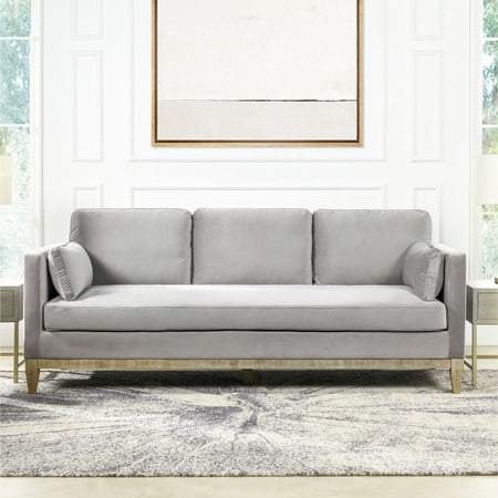 3-Seat Modern Farmhouse Sofa 84 | Luxurious Seating for Living Room with Removable Cushions | Upholstered in Easy-Care Polyester Velvet | Solves Need for Comfortable and Durable Seating