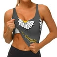 thumbnail image 2 of Sikiie Keep Life Simple Daisy Flower Print Strappy Sports Bra for Women Padded Push Up Sports Bra Athletic Running Sports Bra Workout Bra Yoga Bra, 2 of 5