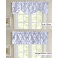 thumbnail image 4 of Tie Up Valance Curtain for Kitchen, Retro Blue Flower Pattern Rod Pocket Short Curtains Adjustable Tie-Up Shade Valances, Abstract Tribal Texture Window Treatment for Bathroom Living Room Bedroom, 4 of 7