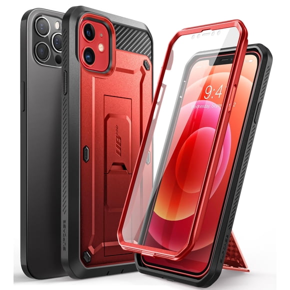 SUPCASE Unicorn Beetle Pro Series Case for iPhone 12 / iPhone 12 Pro 6.1 Inch, Built-in Screen Protector Full-Body Rugged Holster Case (Ruddy)