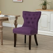 Mid-Back Button-Tufted Fabric Upholstered Side Chair, Dining Chair, Purple, Set of 2
